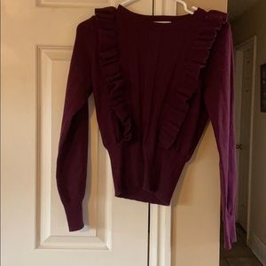Burgundy ruffle sweater